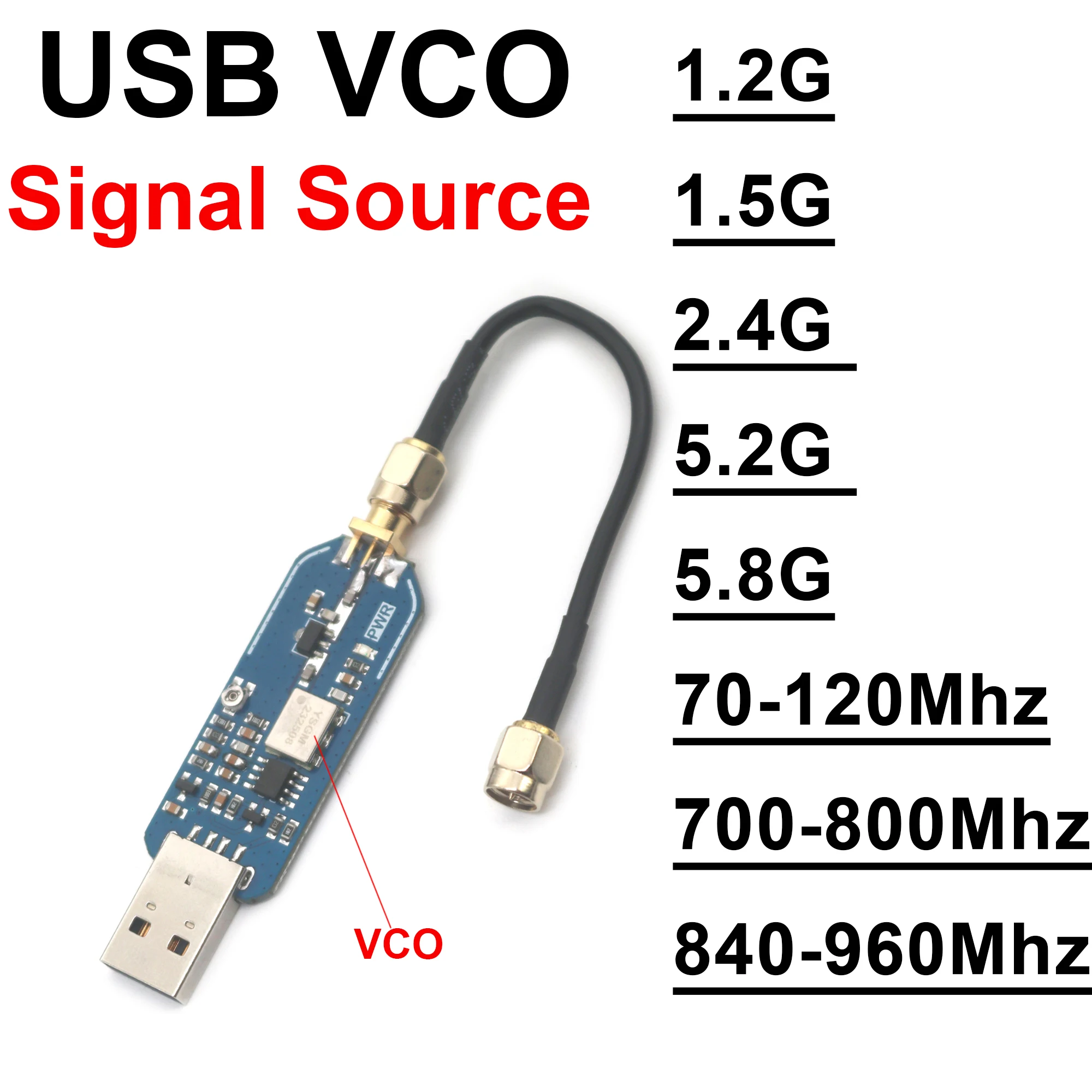 USB VOC RF Generator Źródło 700-800M 915M 1.5G 2.4Ghz 5.8Ghz F/ WIFI BT FM Radio LORA Helium Miner Komunikacja Wzmacniacz mocy