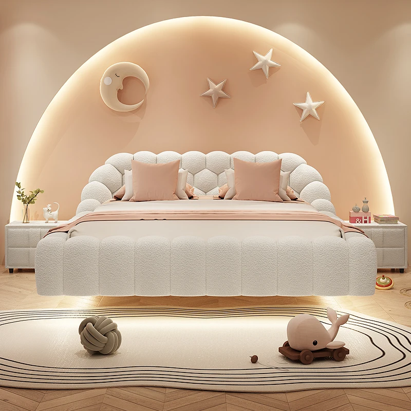 Luxury Nordic Bed Modern Children Bedroom European Simple Bed Camping Platform Floating Beauty Wooden Beliche Salon Furniture