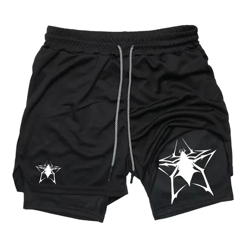 

Men's Printed Running Shorts Fashionable Quick Drying with Towel Loop Phone Pocket Sports Shorts Performance Fashion Compression