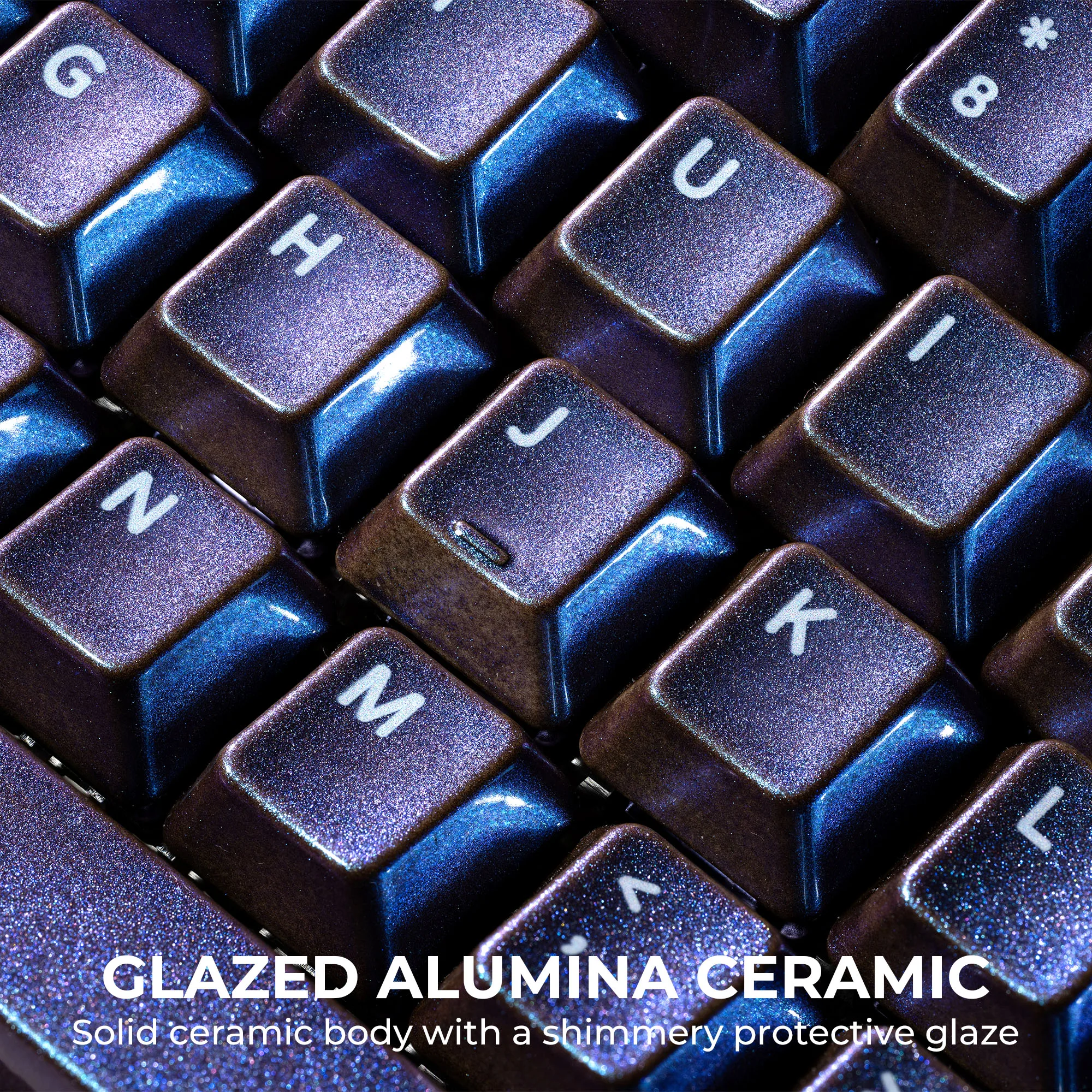 XVX Violet Multichrome Glitter Ceramic Keycap Cherry Profile 120-Key Enhanced With Glitter Coating