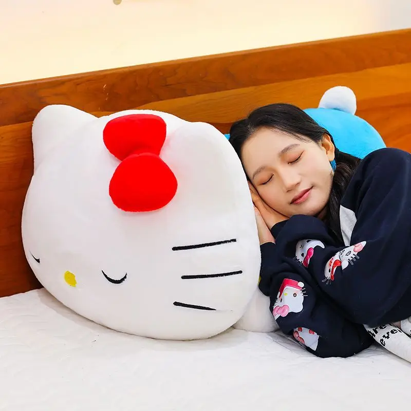 30-60cm 귀여운 누워있는 키티 고양이 베개 만화 헬로키티 소파 베개 방 장식 플러시 장난감 취침 동반자 안락 인형 선물