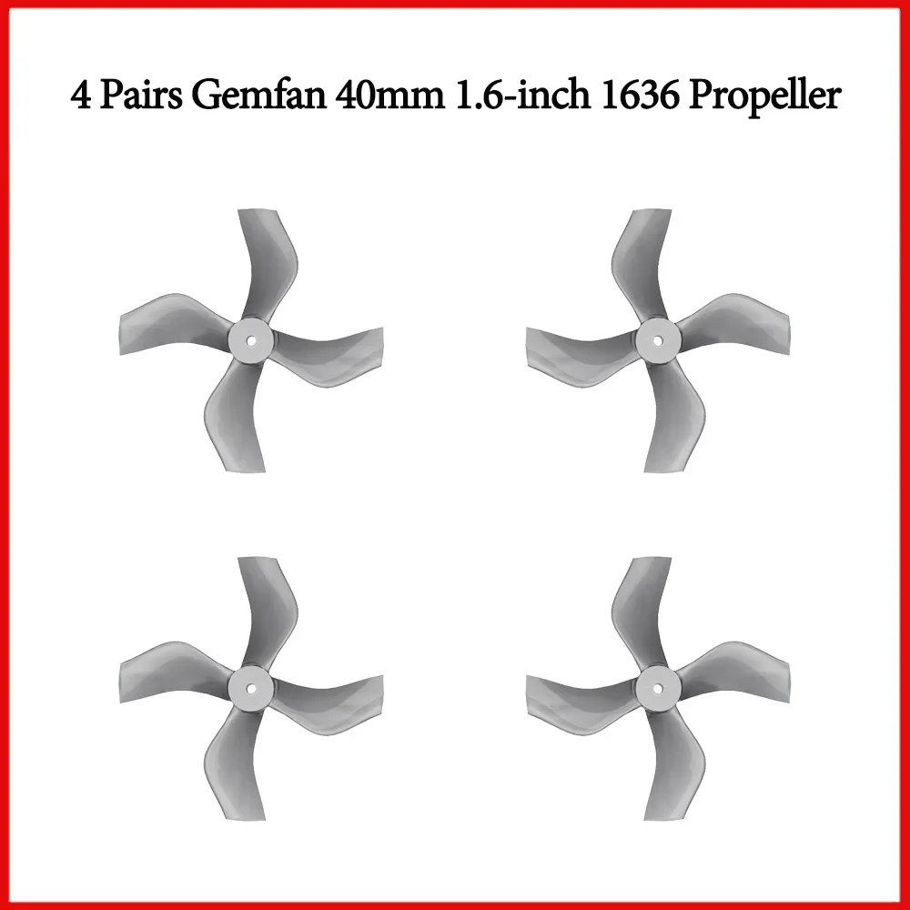 

Gemfan 4 Pairs 40mm 1.6-inch 1636 Propeller 1.5mm 4-Blade for Dollyfly16 O4 FPV Drone