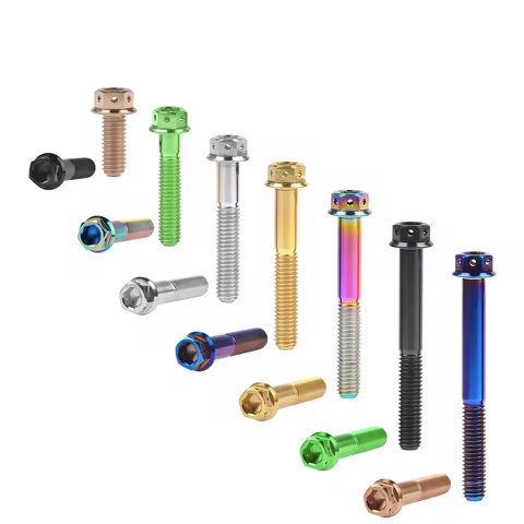 Wanyifa Titanium Bolt M6x10/15/20/25/30/35/40/45/50/55/60/75mm Flange Allen key Head Screws for Motorcycle Retrofit 8pcs/12pcs