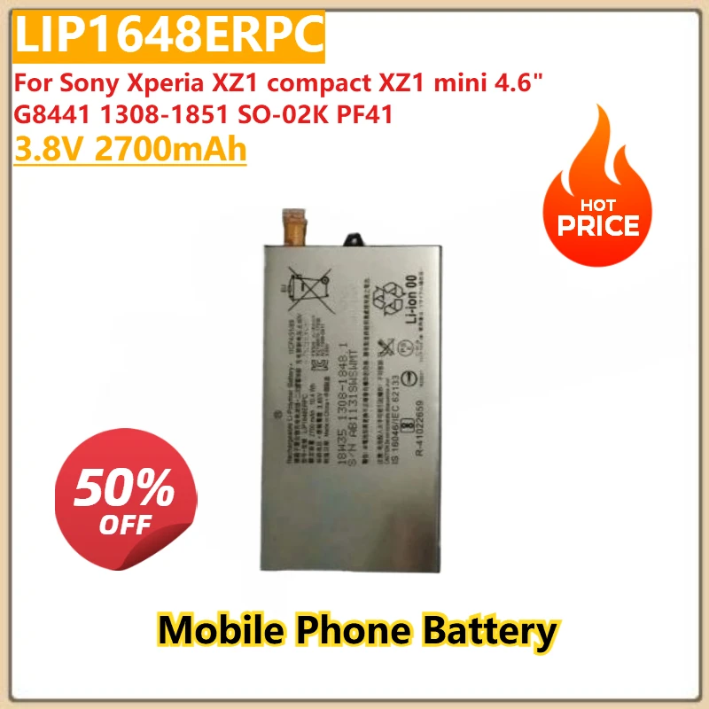 

New 3.8V 2700mAh Phone Battery LIP1648ERPC For Sony Xperia XZ1 compact XZ1 mini 4.6" G8441 SO-02K PF41 1308-1851 High Quality