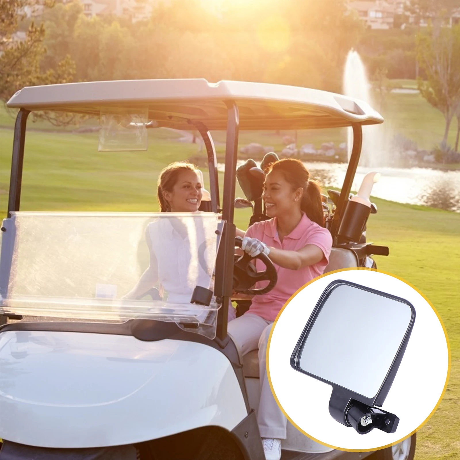 

2pcs Golf Cart Backup Mirror Shatterproof Plastic Durable Wide Angle Reduces Blind Spots Rearview Observation Fits Any
