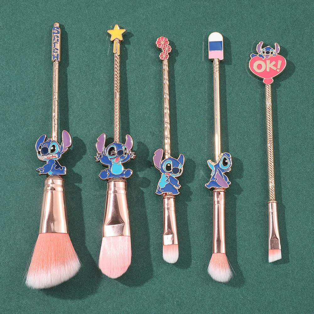 Cartoon 5 Pcs/set Lilo and Stitch Makeup Brush Set Anime Figure Powder Eye Shadow Foundation Blush Blending Beauty Make Up Brush