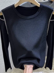 Suéter de punto de manga larga para mujer, ropa de abrigo suelta, Traf, Invierno