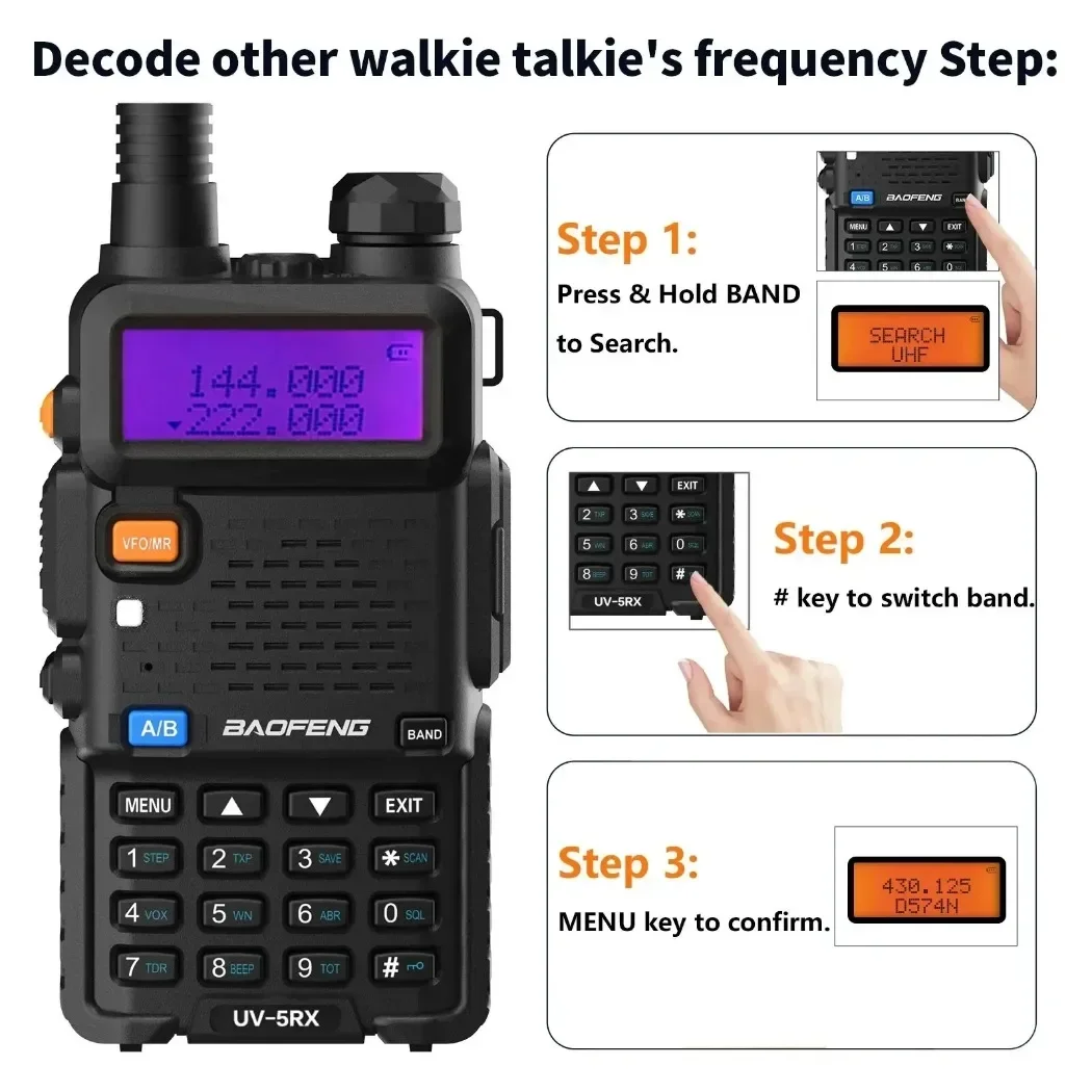 Baofeng 5RX 2 шт. рация Air Band беспроводная частота копирования полный диапазон дальнего действия AM/FM UV-5R K5 Ham двустороннее радио