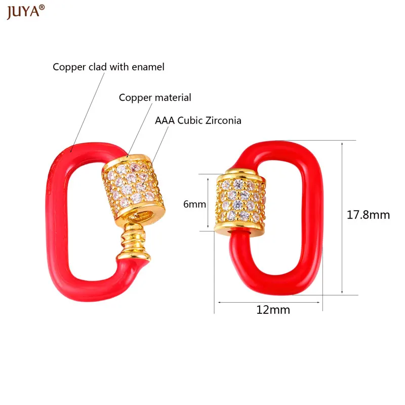 JUYA Enamel Copper Spiral Clasps Connector 18x12mm Cubic Zirconia Clasp Fasteners For DIY Jewelry Making Supplies Accessories image 5