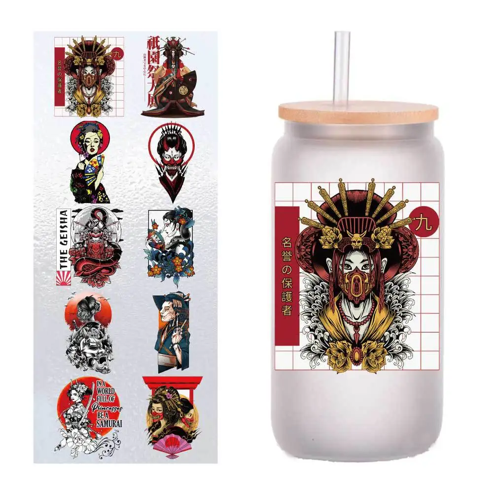 

10 sheets/pack of four-inch Japanese color geisha UV transfer stickers crystal label glass glass sticker customization