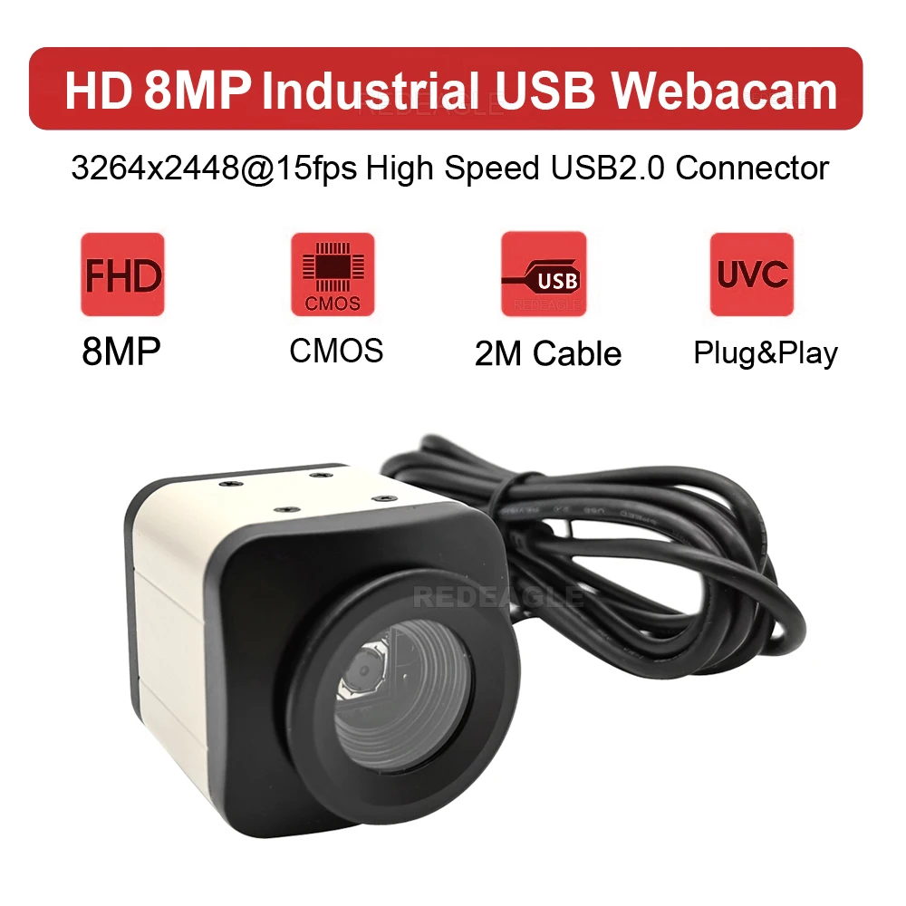 REDEAGLE Industry 4K Autofocus Webcam HD 8MP IMX179 MJPEG UVC OTG Mini Metal Box USB Video Live Computer Camera