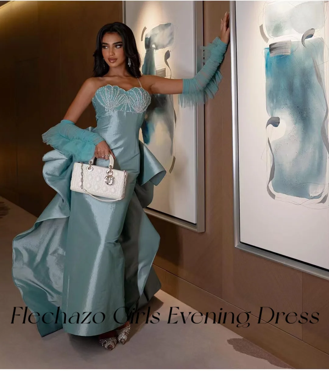 فساتين حفلة موسيقية فليتشازو مع حبيبته بالخرز ، قفاز تول حورية البحر ، قطار الاجتياح ، فستان حفلة رسمي للنساء ، جديد ،