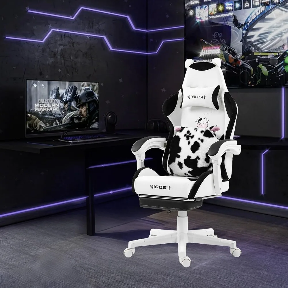 كرسي ألعاب مريح من جلد البولي يوريثان مع ميزات قابلة للتعديل للأطفال والكبار، كرسي مكتب دوار 360 درجة، كرسي مكتب للاعبين #5