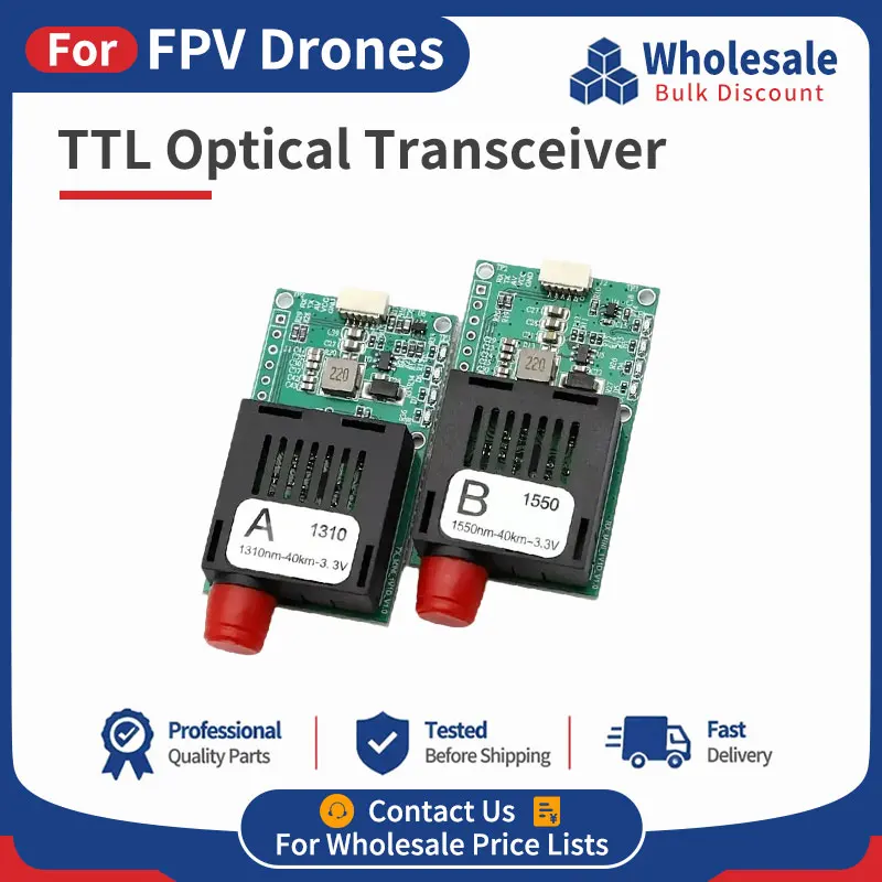 

SNQP TTL Optical Transceiver Module AB Ends DC5.5-26V TTL To Fiber Optical Terminal 40/60KM 1310/1550nm For FPV UAV
