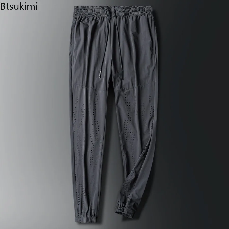 Summer Ice Silk Pants for Men Thin Style Breathable Mesh Sweatpants Quick Dry Straight Casual Trousers Male Baggy Joggers Pants