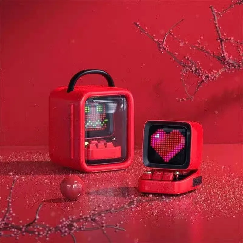 Divoom DITOO Pixel Bluetooth Wireless Speaker Chinese Red Mechanical Retro Computer Model Smart Desktop Speaker Alarm Clock
