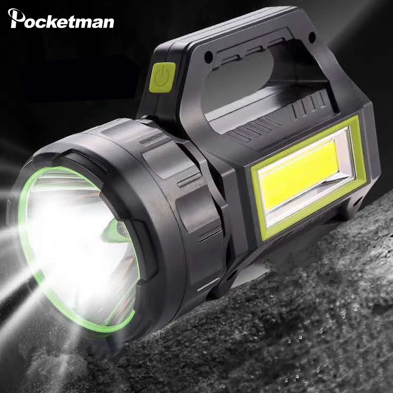 

Portable Handheld Spotlight Searchlight Solar/USB Charging Flashlight Waterproof Torch Lanterna with Side Light For Camping