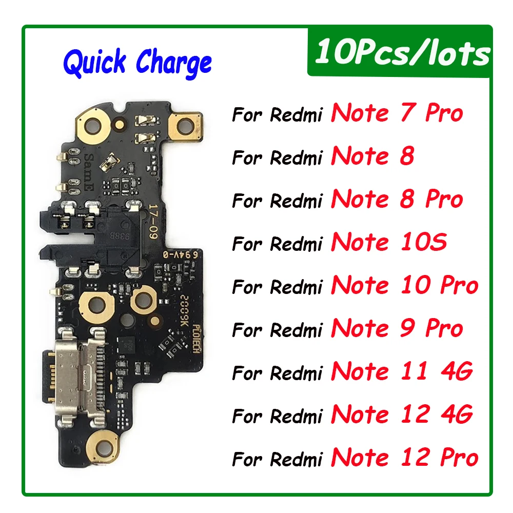 

10Pcs，Tested For Xiaomi Redmi Note 7 8 8T 9 9s 10 10s 11 12 Pro Plus 4G USB Charging Port Dock Charger Plug Connector Board Flex