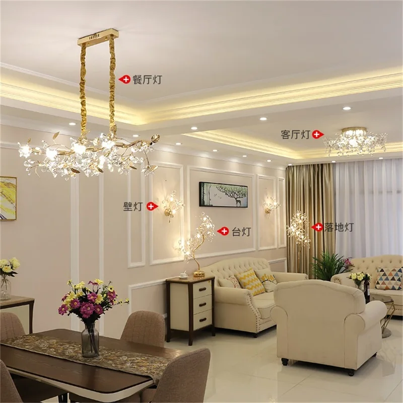 AOSONG Phong Cách Châu Âu Trong Nhà Đèn Tường Pha Lê Hồng Cao Cấp Đèn LED Ánh Sáng Hiện Đại Sconces Trang Trí Nhà