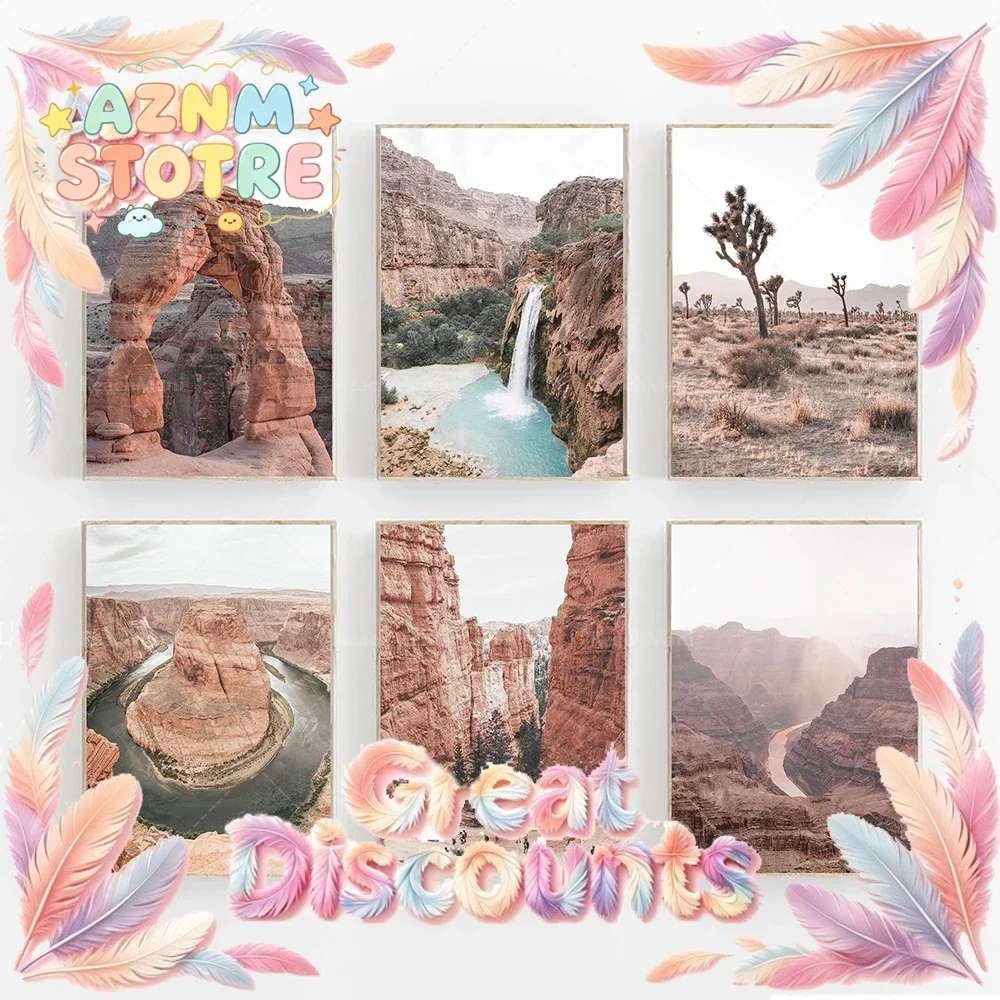 Arizona Desert Prints, Nature Art, Arizona Pastel Posters, Modern Minimalist Posters, Grand Canyon Prints, Joshua Tree Prints