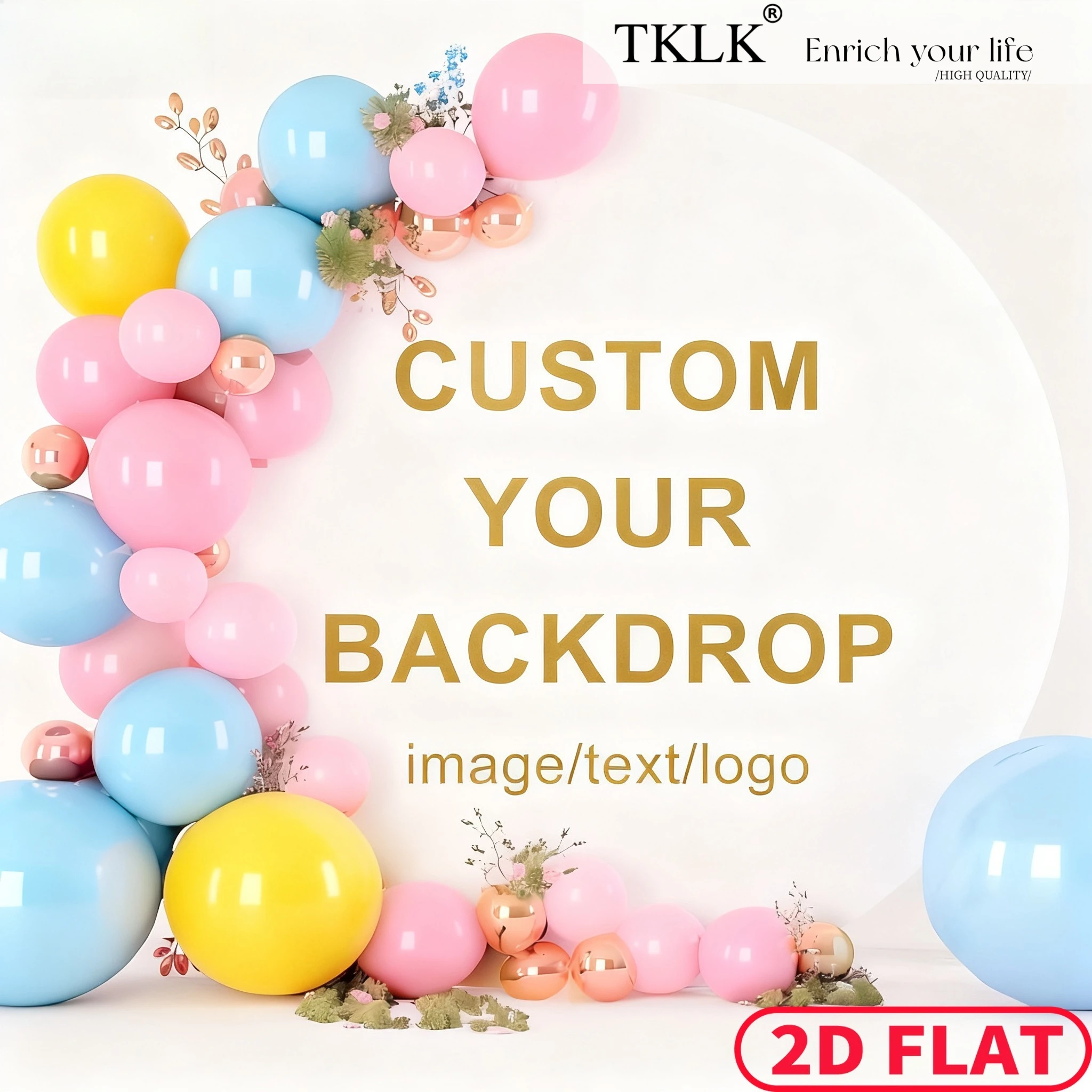 

Custom Round Backdrop Party Banner - Personalized with Image/Logo/Text, Durable Polyester, No Arch Stand for Weddings, Birthdays