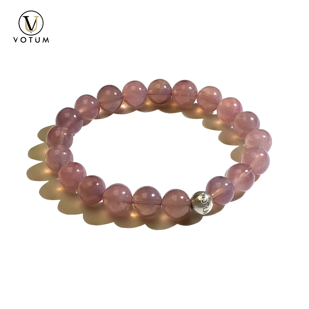 

Votum 8mm Natural Rose Quartz Bracelet for Women 925 Silver Beads Crystal Bracelets Stone for Love Gift Man Minimalist Jewelry