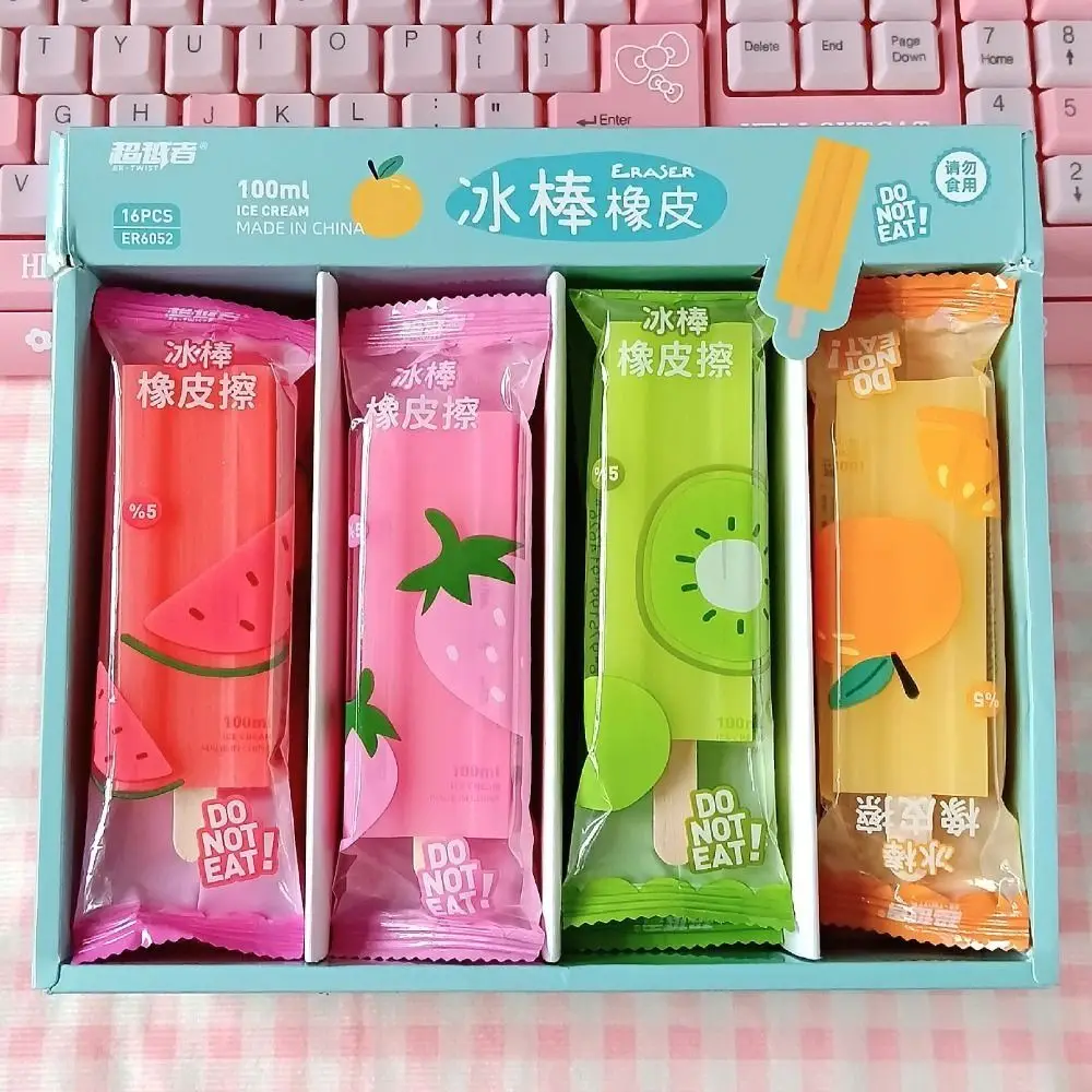 Traceless Cute Ice Cream Eraser Novelty Lovely Scented Pencil Rubber Creative Kawaii Wiping Eraser Students