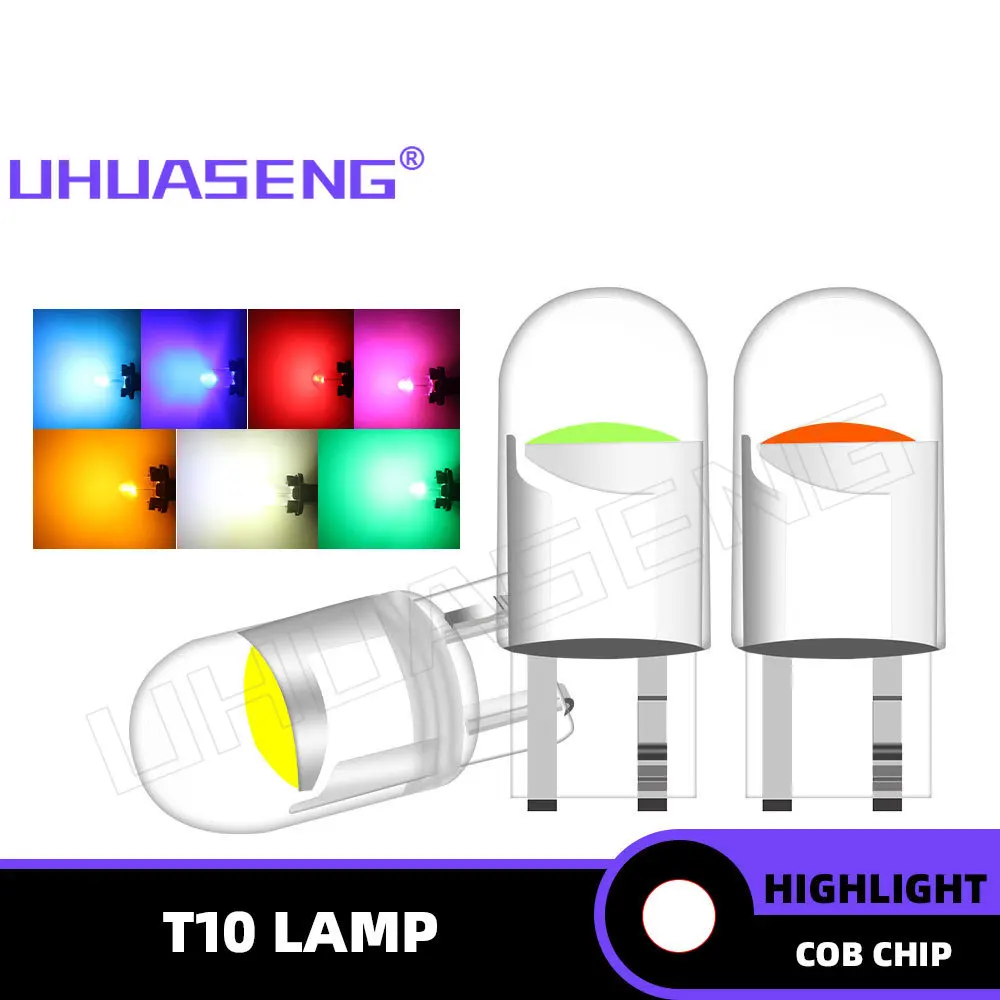 UHUASENG 6PCS Led 5w5 W5W 194 T10 WY5W Bulb COB Interior Reading Dome Door Trunk Tail Indicator Signal Lamp Car Light 12V Auto