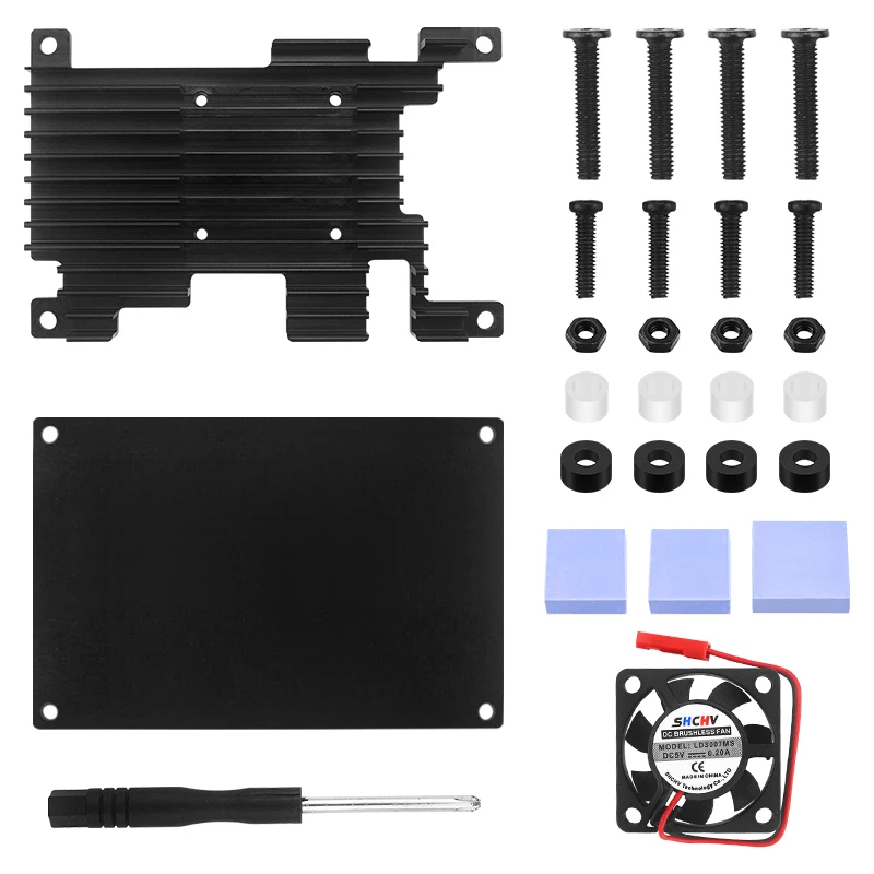 Carcasa de aleación de aluminio Orange Pi 3 LTS, carcasa de disipación de calor blindada de Metal, refrigeración pasiva, Enclouse con ventilador para Orange Pi 3 LTS