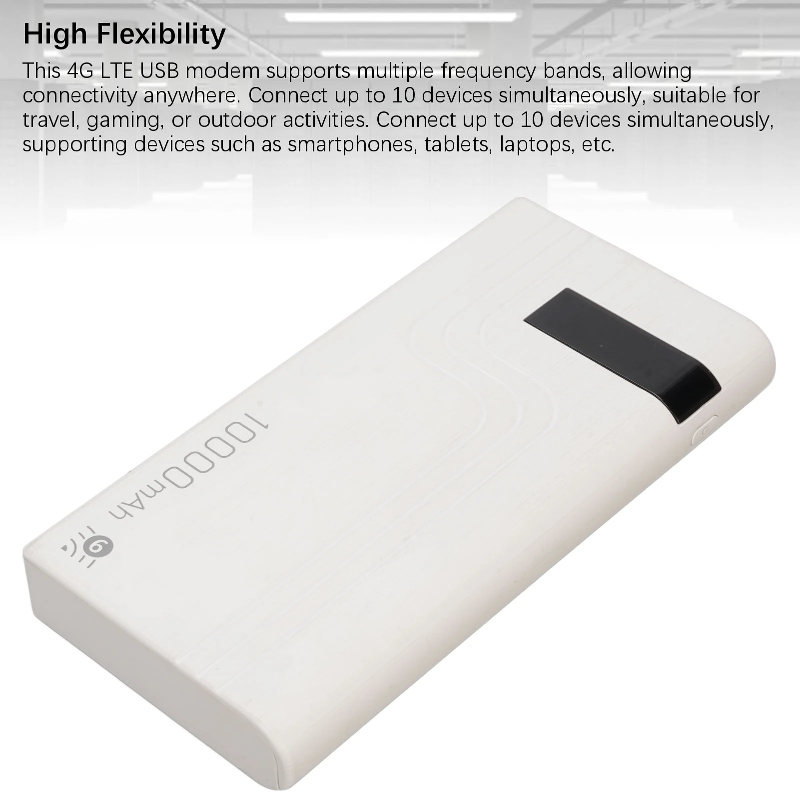 Mobiler 4G-LTE-Hotspot-Router, entsperrt, 300 Mbit/s, kabelloser SIM-Kartensteckplatz, mobiler Router, eingebauter 10000-mAh-Akku, WiFi-Hotspot-Gerät