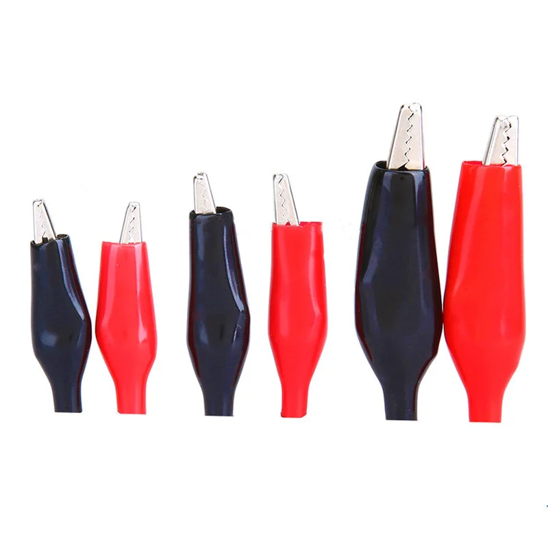 

10pcs/lot 28mm/35mm/45mm Alligator Clip Metal Crocodile Electrical Clamp for Testing Probe Meter Black/Red with Plastic Boot