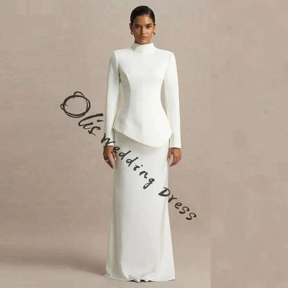 Customized High-Neck Tailored Maxi Dress with Drop-Waist And Satin Long Sleeve Mermaid فساتين سهرة Formal Gowns