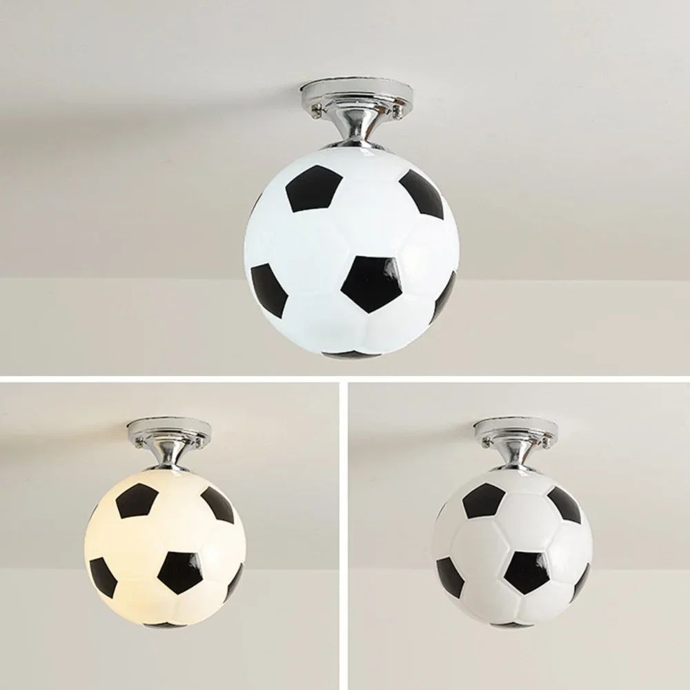 Voetbal Led Plafondverlichting 220V E27 Voetbalbar Plafondlamp Creatieve Kids Jongen Slaapkamer Decoratie Lichte Kroonluchter