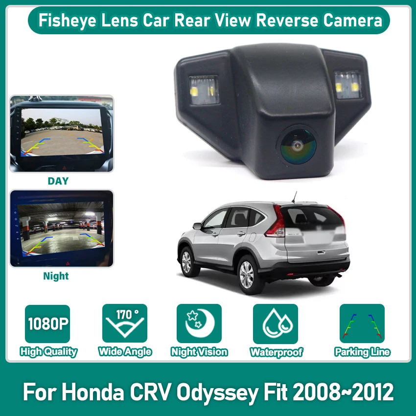 170° HD CCD 1080P Starlight Night Vision Vehicle Plate Light Unit Rear View Camera For Honda CRV Odyssey Fit 2008~2012 Car