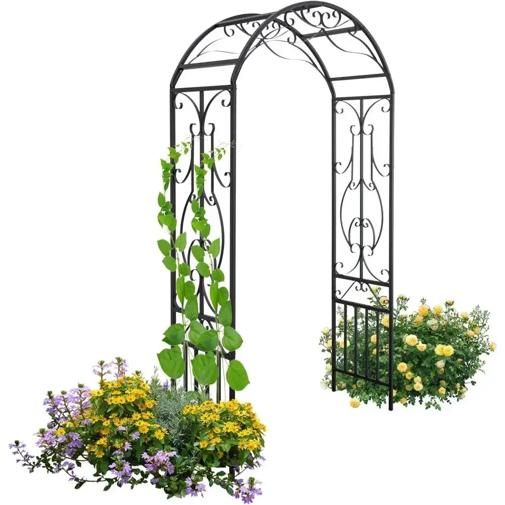 Arco de Jardín de Metal Negro para Plantas Trepadoras y Rosas, Ideal para Bodas al Aire Libre