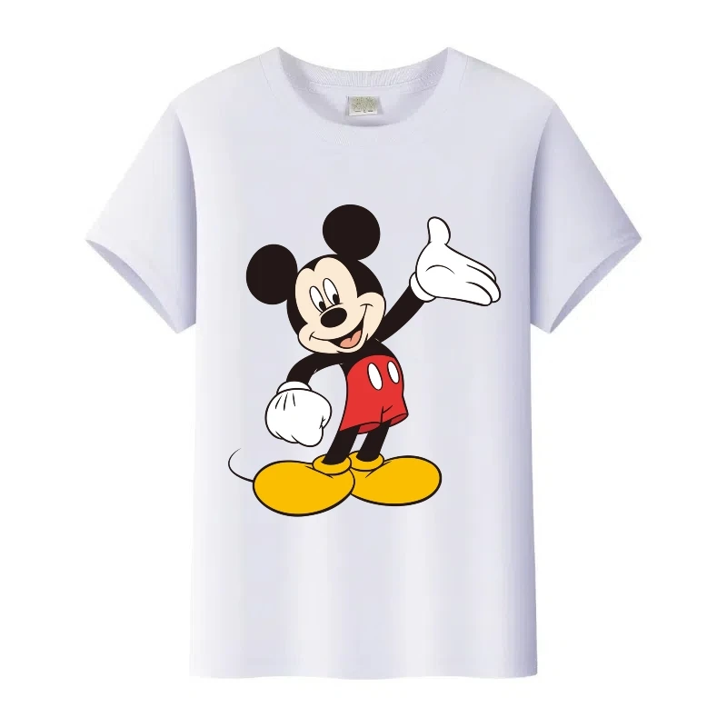 مضحك ديزني الكرتون ميكي ماوس الجرافيك ملابس الأطفال تي شيرت الأسرة تيز الرجال البلوزات قصيرة الأكمام أعلى س الرقبة امرأة التي شيرت
