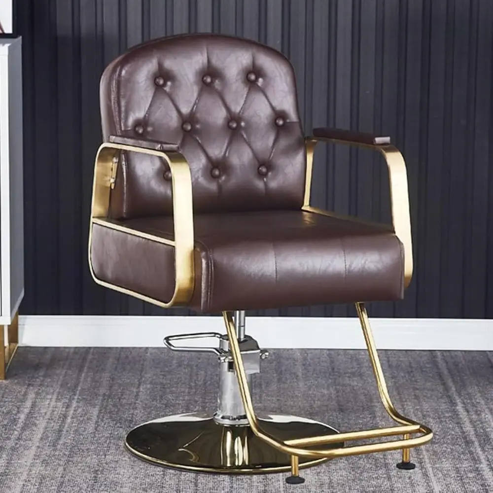 

360° Swivel & Adjustable Height Pro Styling Chair, Stainless Steel, Ideal for Salons, Spas, and Home, Brown