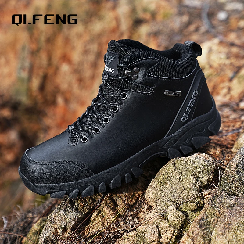 New Winter Men\'s Outdoor Hiking Boots Tourism Camping Sports Hunting Warm Footwear Fashion Large Anti Slip Durable Sports Shoes