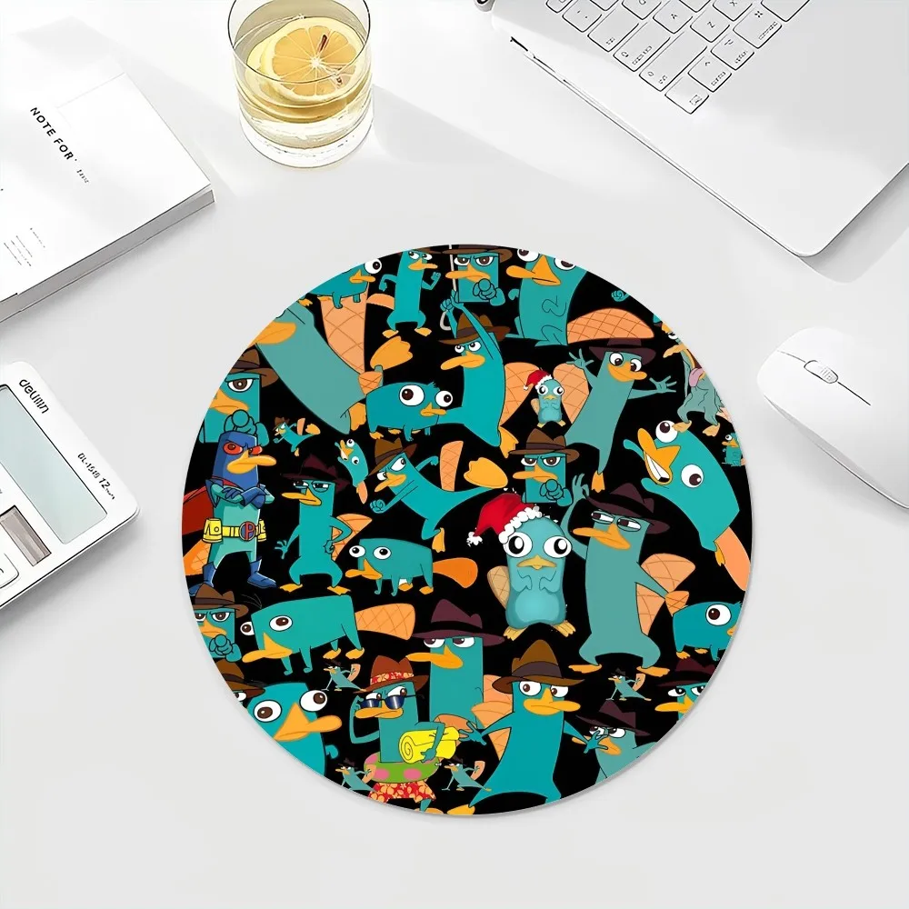 Phineas And Ferb20x20cm Round Desktop Desk Mat Kawaii Gaming Accessories Students Writing Pad Mouse Pad for PC Desk Pad