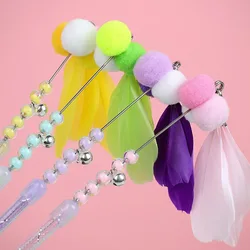 Cat Toy Feather Cats Stick Wool Ball Cat Toys Interactive Feather Toys for Cats Playing Long Handle Kitten Toy Tease Pet Supplie