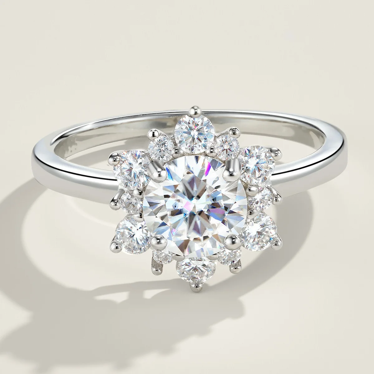 

CEICI 1CT 6.5MM Moissanite flower Wedding Rings S925 Sterling Silver 18K Gold for Women Engagement Party Jewelry Gift