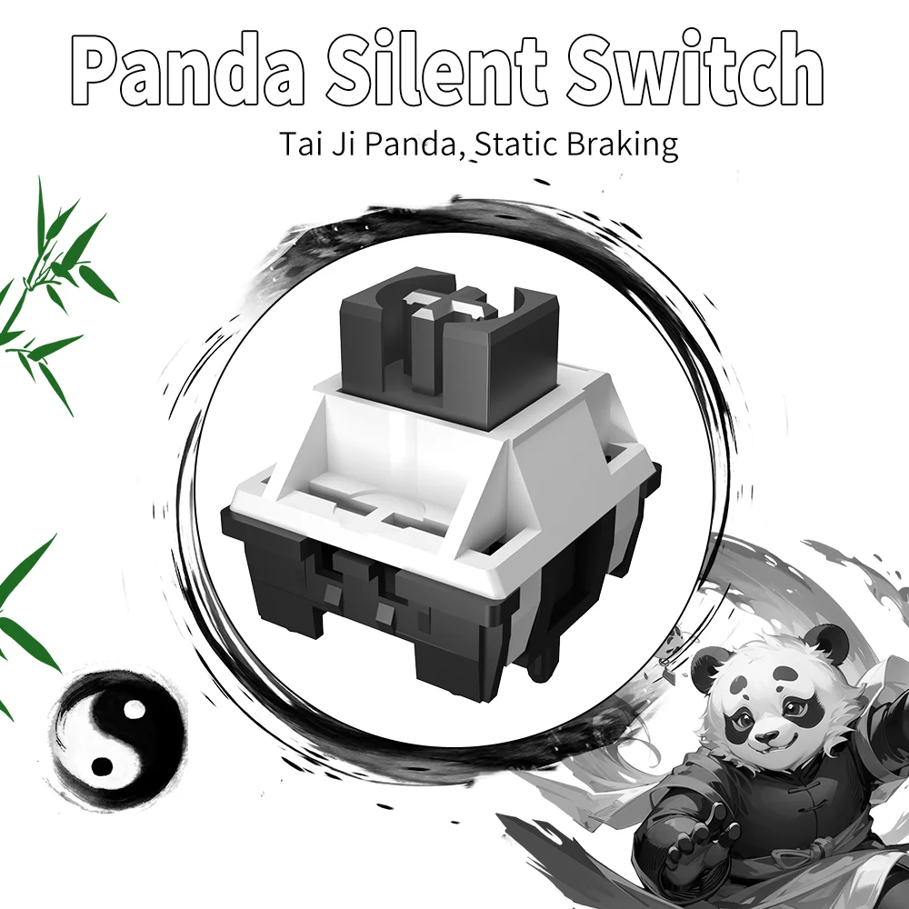 

Panda Silent Switch Linear Switches 5 Pin 52gf Compatible with MX Mechanical Keyboard 10/30/50 pcs) Keyboard black and white