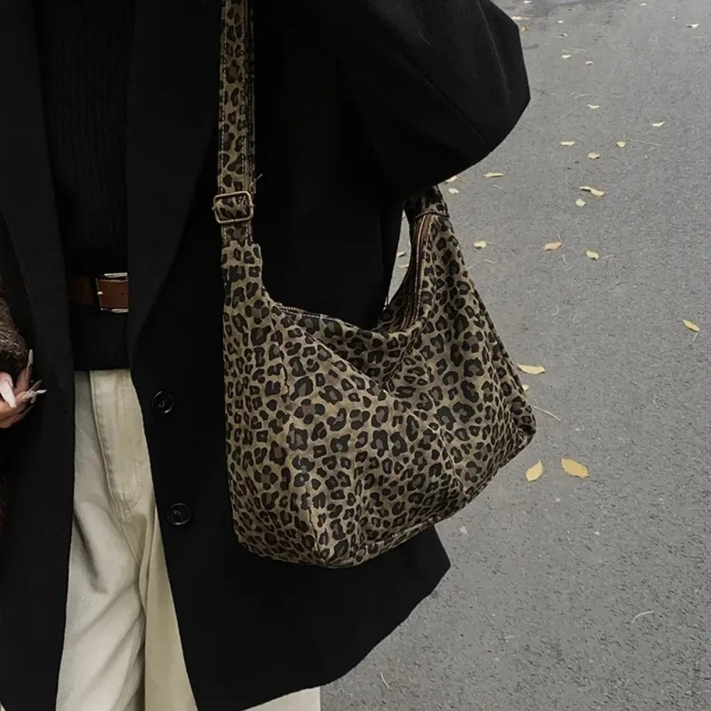 New Soft Textile Women's Shoulder Bag Large Capacity Adjustable Strap Leopard Print Bag Tote Handbag - view 5