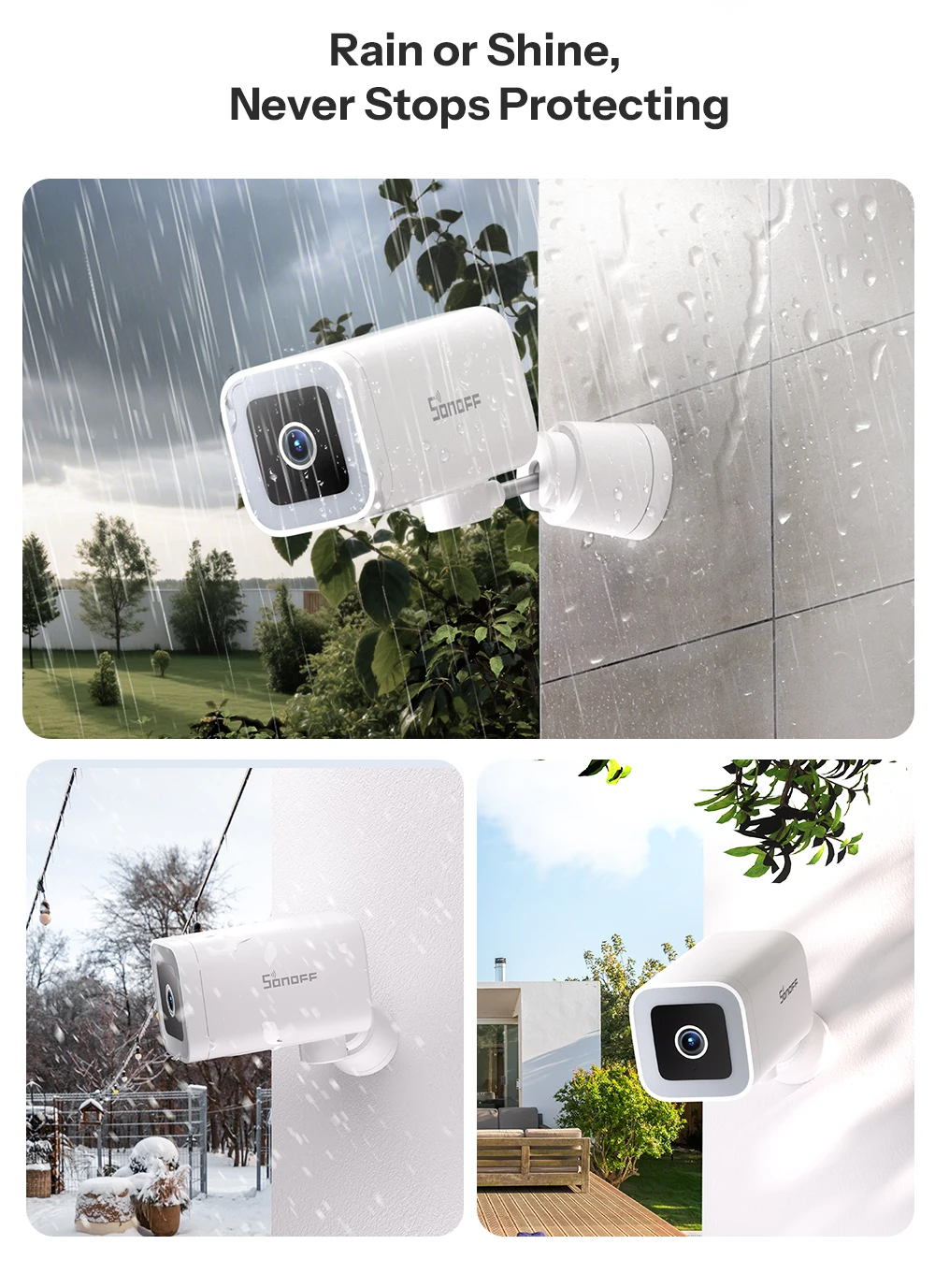 SONOFF CAM-B1P Intelligente Überwachungskamera für den Außenbereich, 2K HD mit KI-Menschenerkennung, IP65, wetterfest, 180 ° Schwenksteuerung Alexa Google Home – Detail 5