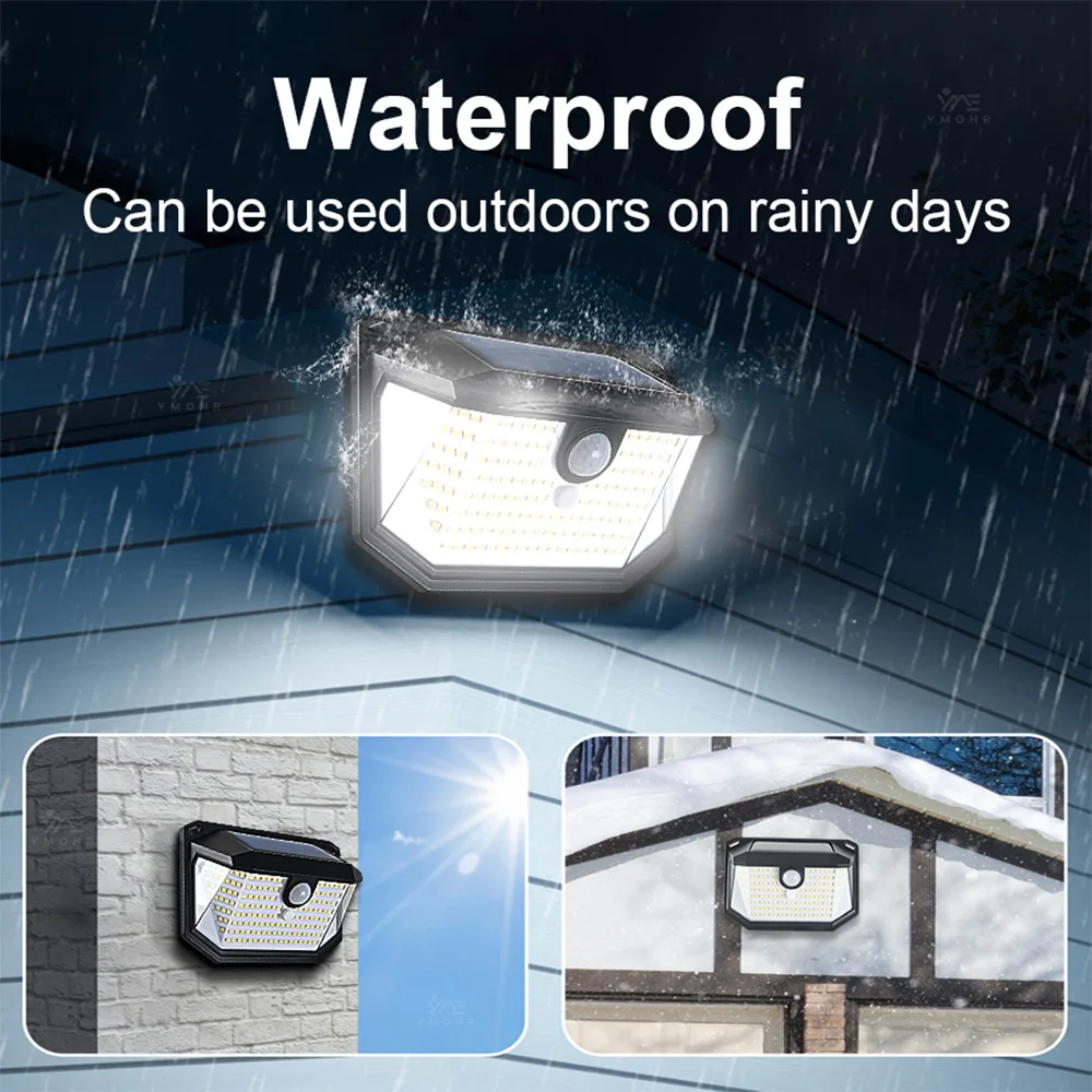 230 LED أضواء الشمسية في الهواء الطلق 3-الوجهين تعمل بالطاقة الشمسية محس حركة IP65 مقاوم للماء ضوء الشمس 3 طرق الجدار مصباح للشرفة الخارجية #5