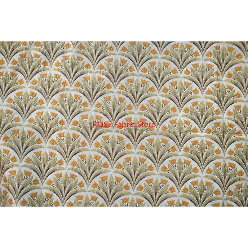 Tela Jacquard teñida con hilo con patrón de tulipán de 1 metro, estilo de pintura al óleo para otoño e invierno, tela suave para hacer vestidos para mujer