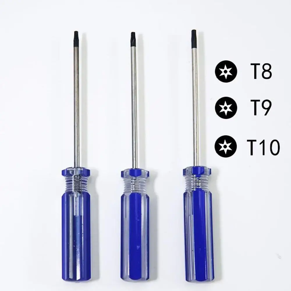 Central Hole T8/9/10 Screwdriver Silver+Blue Steel Tamper Proof Screwdriver Disassembly T8/9/10 Torx Screwdriver Game Console