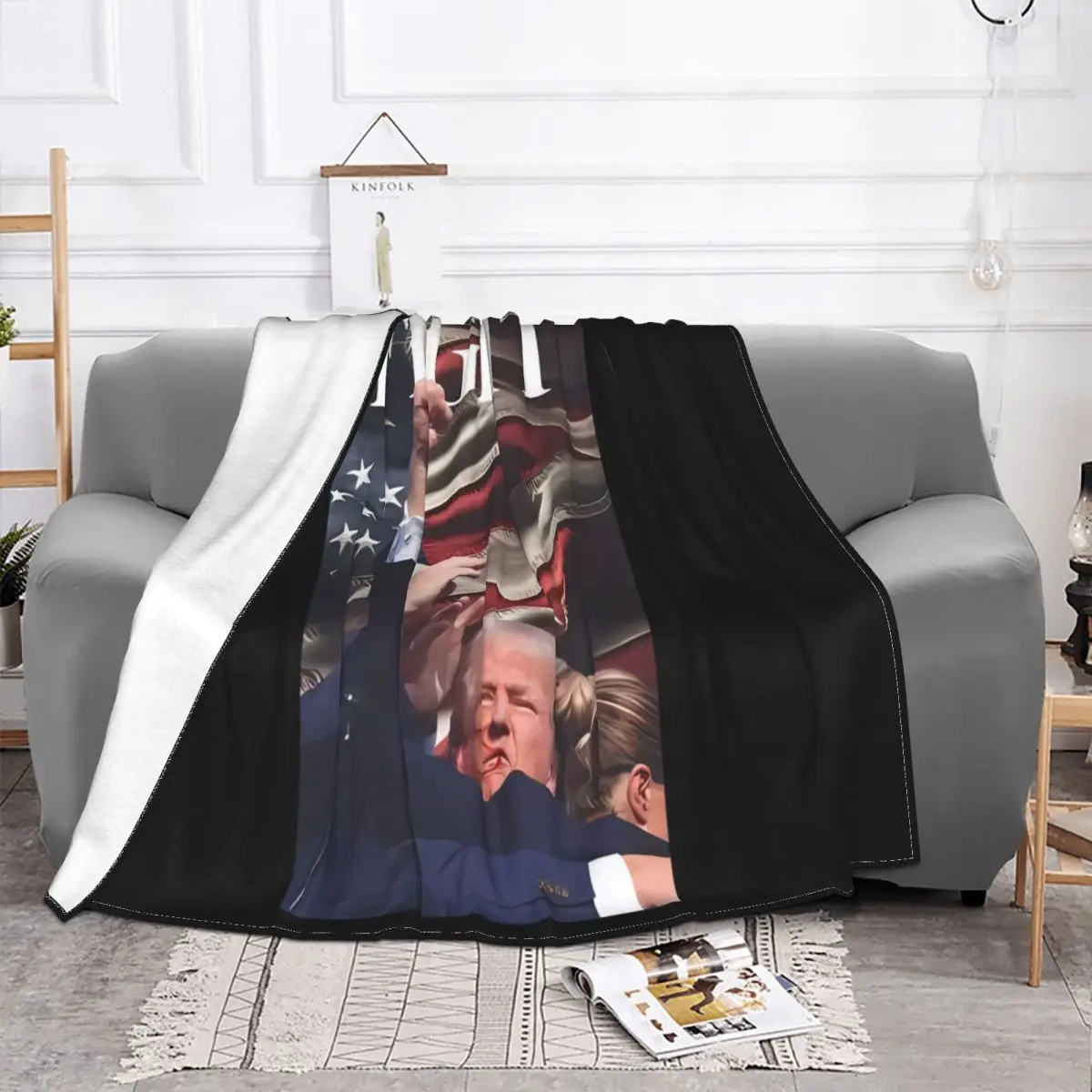 Trump Patriotic Fight Anime Bed Blankets Blankets & Throws Custom Blanket Personalized Throw Blanket