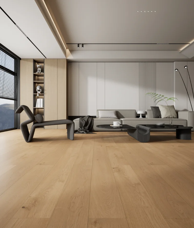 3-layer European Oak Engineered Flooring  CD Grade 15/3x192x1910 Saw Cut -color : Champagne Engineered Timber Floor