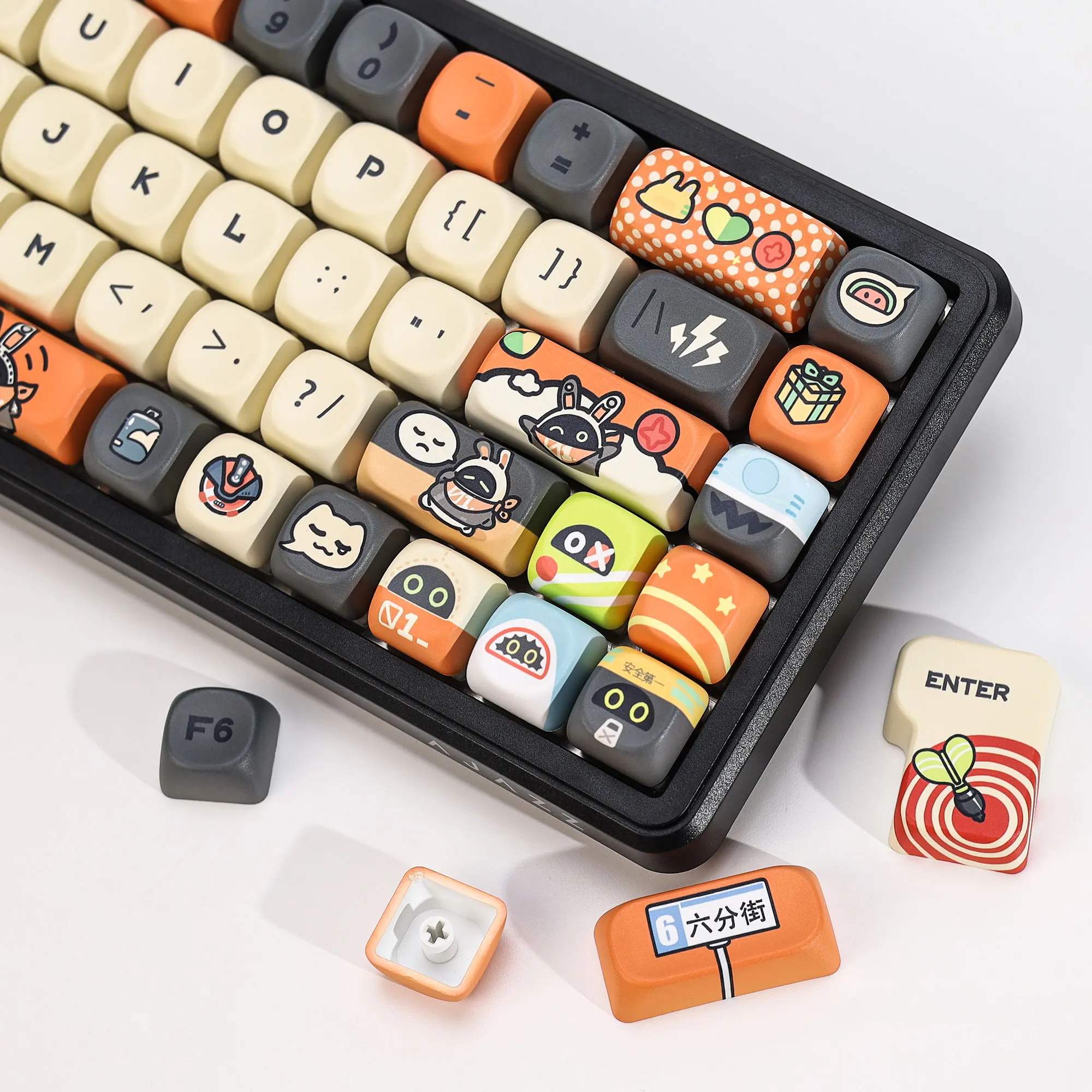 KBDiy ZZZ Bangboo Themen-Keycaps Anime Niedliche KOA MOA Profil PBT Tastenkappen ISO Benutzerdefinierte DIY für 60% Gaming Mechanische Tastatur Tastenkappen – Detail 15